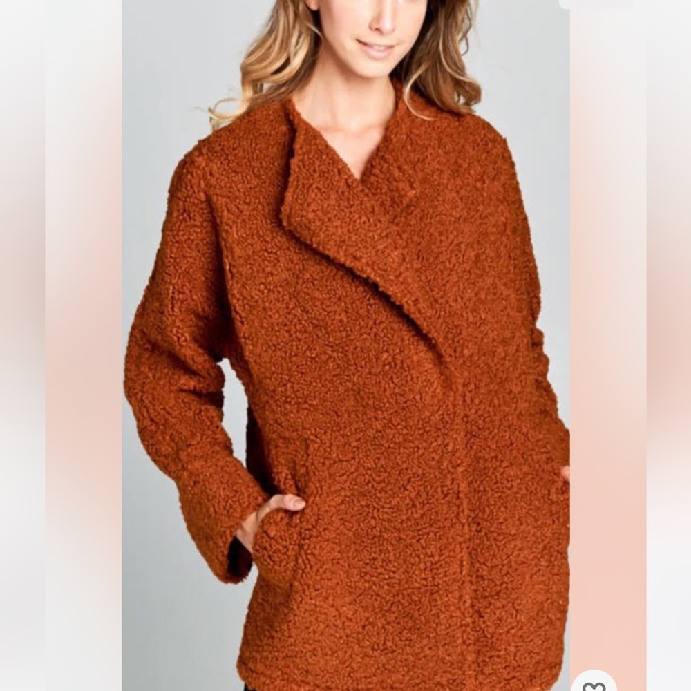 New Vici Ellison Rust Fall Teddy Jacket with pockets - Picture 4 of 14